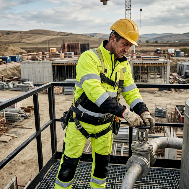 Muncitor român cu echipament Mascot premium